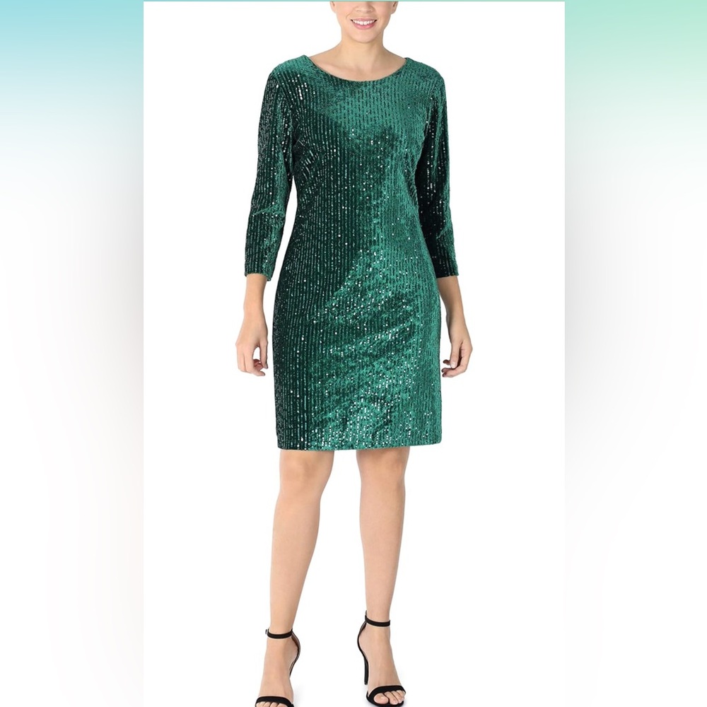 NWT | Julia Jordan Green velvet sparkle dress | size 12